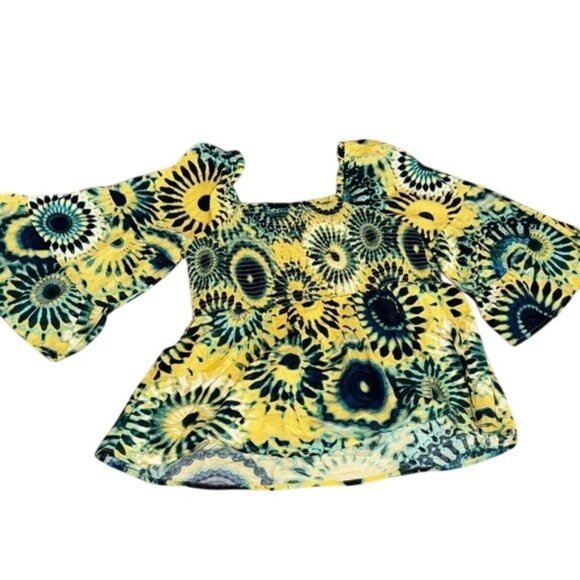 Terra & Sky Womens Boho Tie-Dye Smock Top 1X - Picture 6 of 9